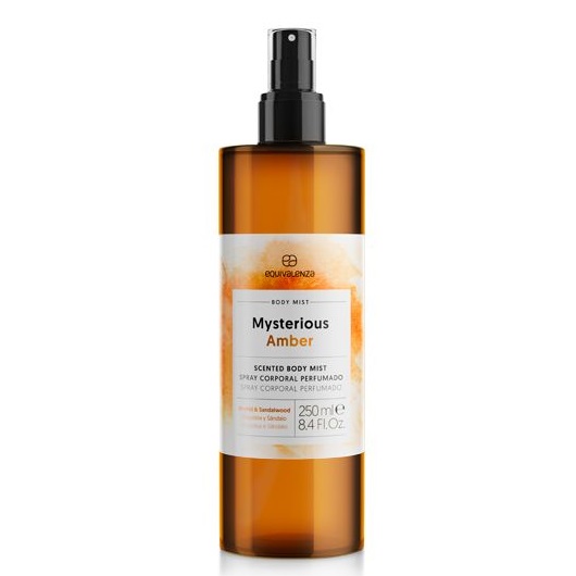 Spray de corp cu chihlimbar, orhidee alba si lemn de santal Mysterious Amber, 250 ml, Equivalenza