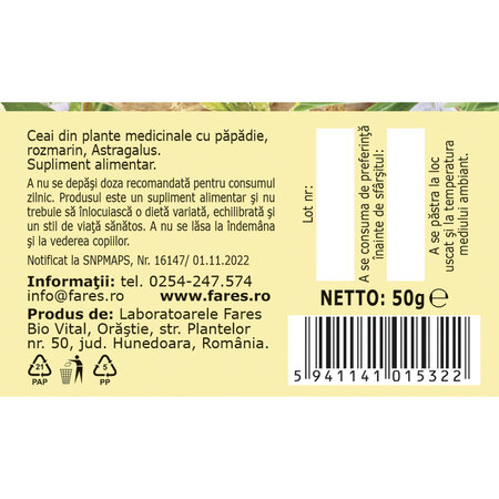 Ceai Hepatofit, 50 g, Fares 624001