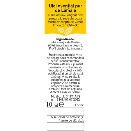 Ulei esential pur din lamaie, 10 ml, Fares 621047