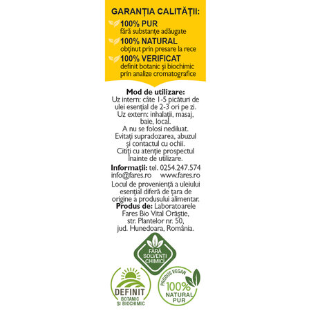 Ulei esential pur din lamaie, 10 ml, Fares 621045