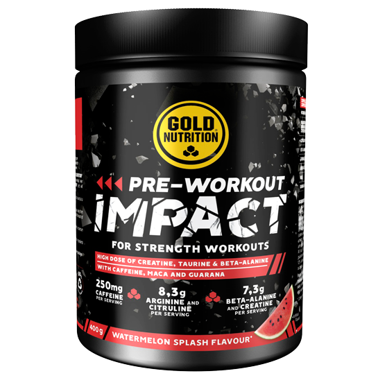 Pre Workout Impact cu aroma de pepene rosu, 400 g, Gold Nutrition