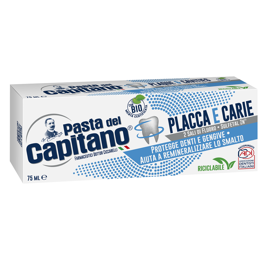 Pasta de dinti Plaque & Cavities, 75 ml, Pasta del Capitano