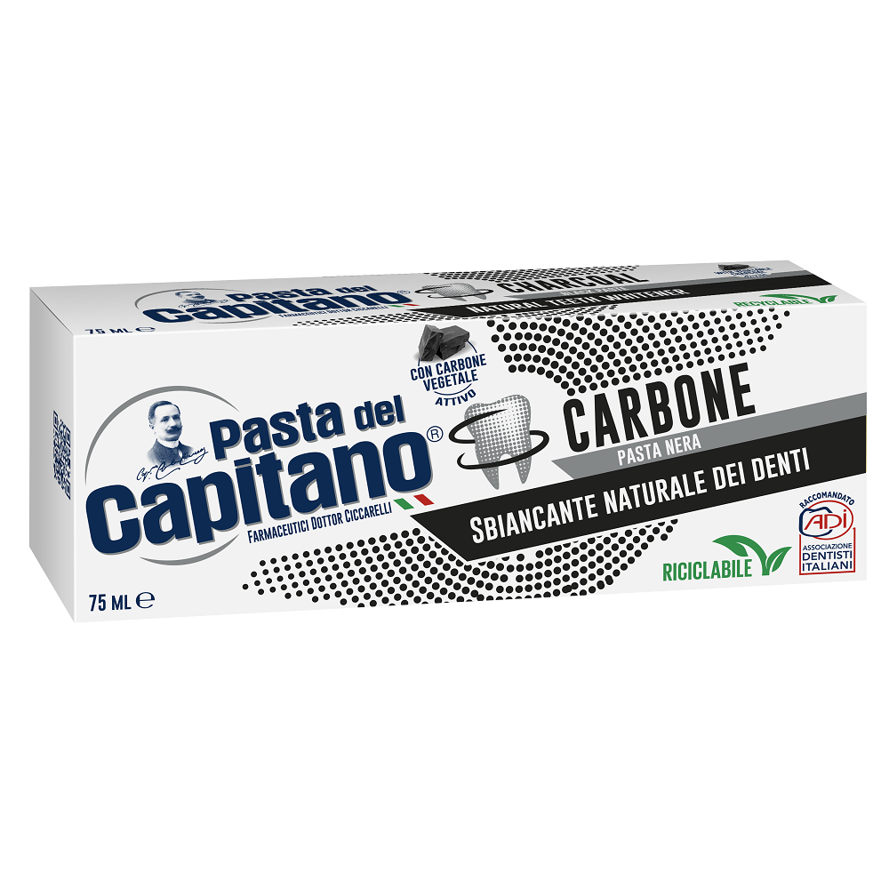 Pasta de dinti Charcoal, 75 ml, Pasta del Capitano