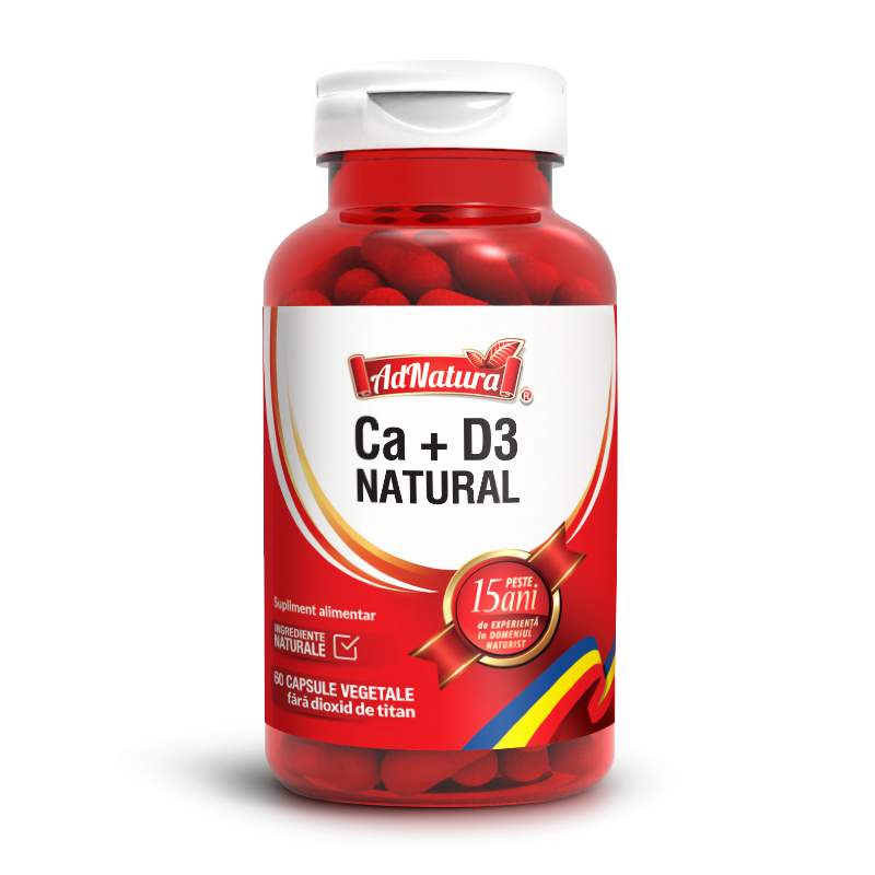 Calciu + D3 natural, 60 capsule, AdNatura