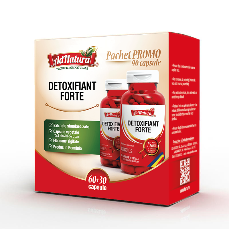 Pachet Detoxifiant Forte, 60 + 30 capsule, AdNatura