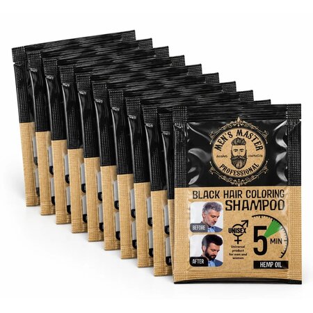 Sampon nuantator Black pentru par si barba pentru barbati, 10 x 25 ml, Men's Master Professional 757463