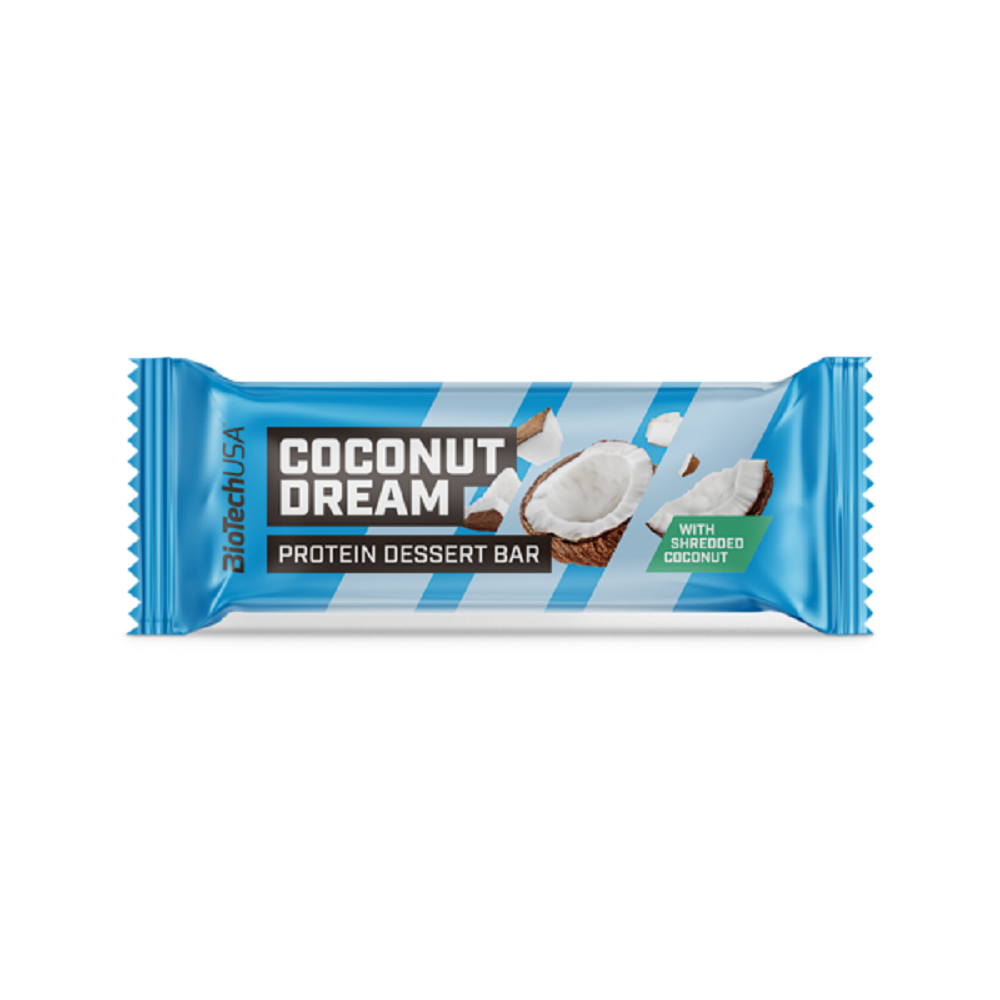 Baton proteic fara gluten Dessert Bar Coconut Dream, 50 g, Biotech USA