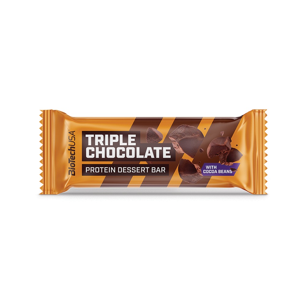 Baton proteic fara gluten Dessert Bar Triple Chocolate, 50 g, Biotech USA