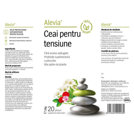 Ceai pentru Tensiune, 20 plicuri, Alevia 619006