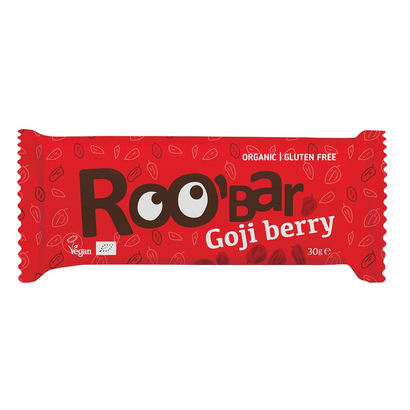 Baton raw bio fara gluten cu goji, 30 g, Roobar