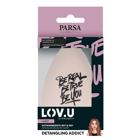 Perie de buzunar pentru descurcat Wet & Dry - Crem Lov.U, 1 bucata, Parsa