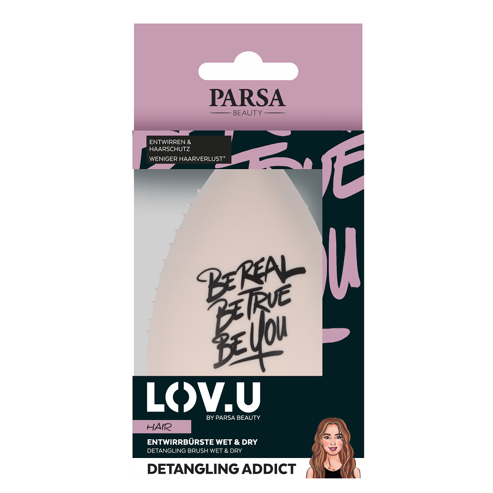 Perie de buzunar pentru descurcat Wet & Dry LOV.U - Crem, 1 bucata, Parsa