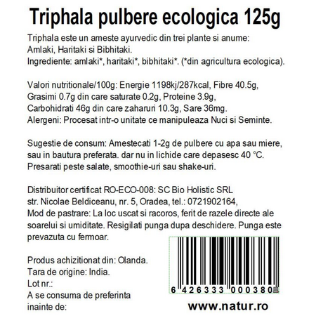 Pudra de triphala, 125 g, Obio 736208