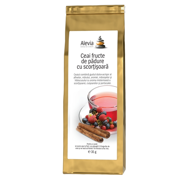 Ceai fructe de padure cu scortisoara, 35 g, Alevia 