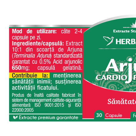 Arjuna Cardio Forte, 30 capsule, Herbagetica 688750