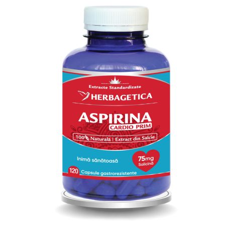 Aspirina naturala 75 mg Cardio Prim, 120 capsule, Herbagetica