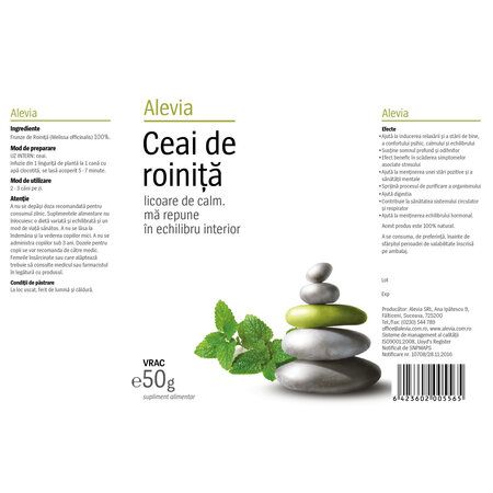 Ceai de roinita, 50 g, Alevia  619164