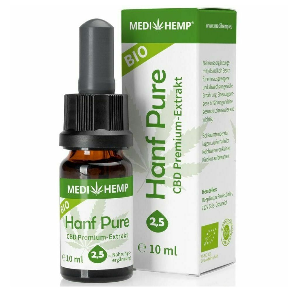 Ulei de canepa bio Hemp Pure, 2.5% CBD, 10 ml, Medihemp