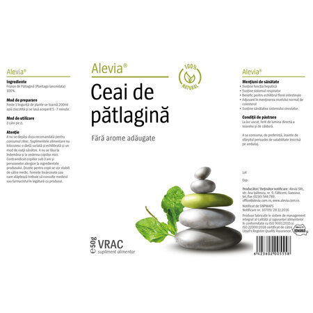 Ceai de patlagina, 50 g, Alevia  619229