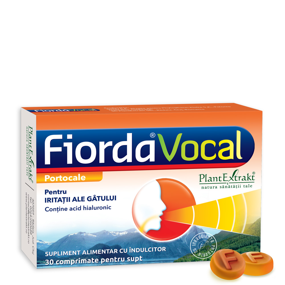 Fiorda Vocal cu aroma de portocale, 30 comprimate, Plant Extrakt