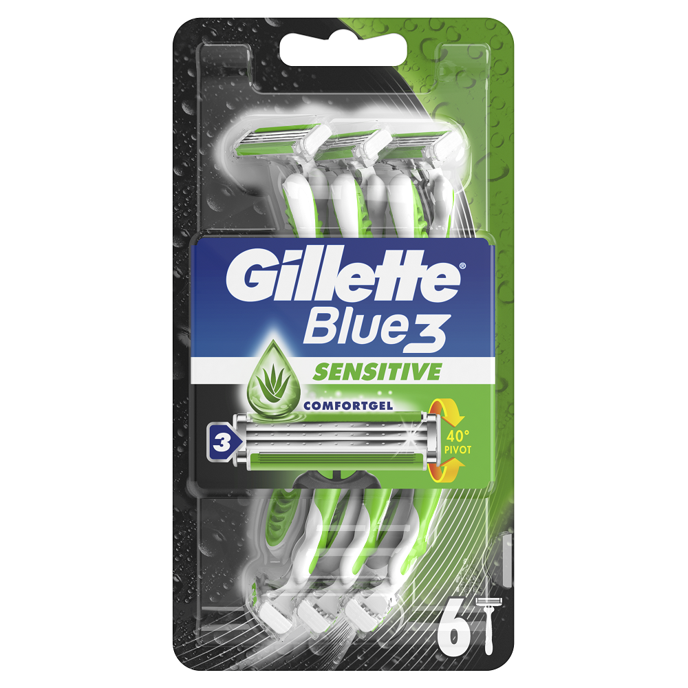 Aparat de ras de unica folosinta Blue3 Sensitive, 6 bucati, Gillette