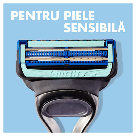 Aparat de ras cu aloe Skinguard Sensitive cu 1 rezerva, Gillette 558207