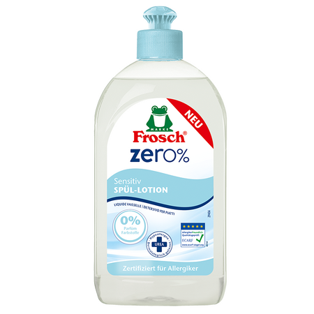 Detergent lotiune pentru vase Zero% Sensitive, 500 ml, Frosch