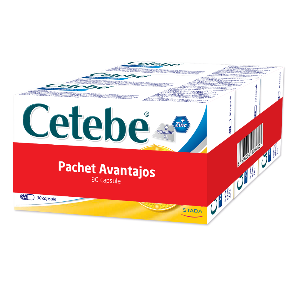 Pachet Cetebe Imuno-Active, 500 mg, 3 x 30 capsule, Stada