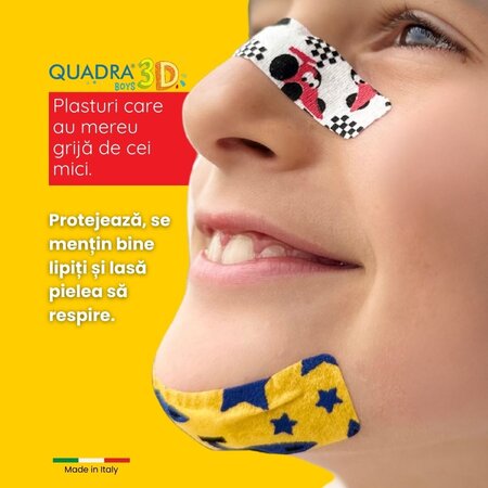 Plasturi pentru copii Quadra 3D Boys Master-Aid, 20 bucati, Pietrasanta Pharma 668046