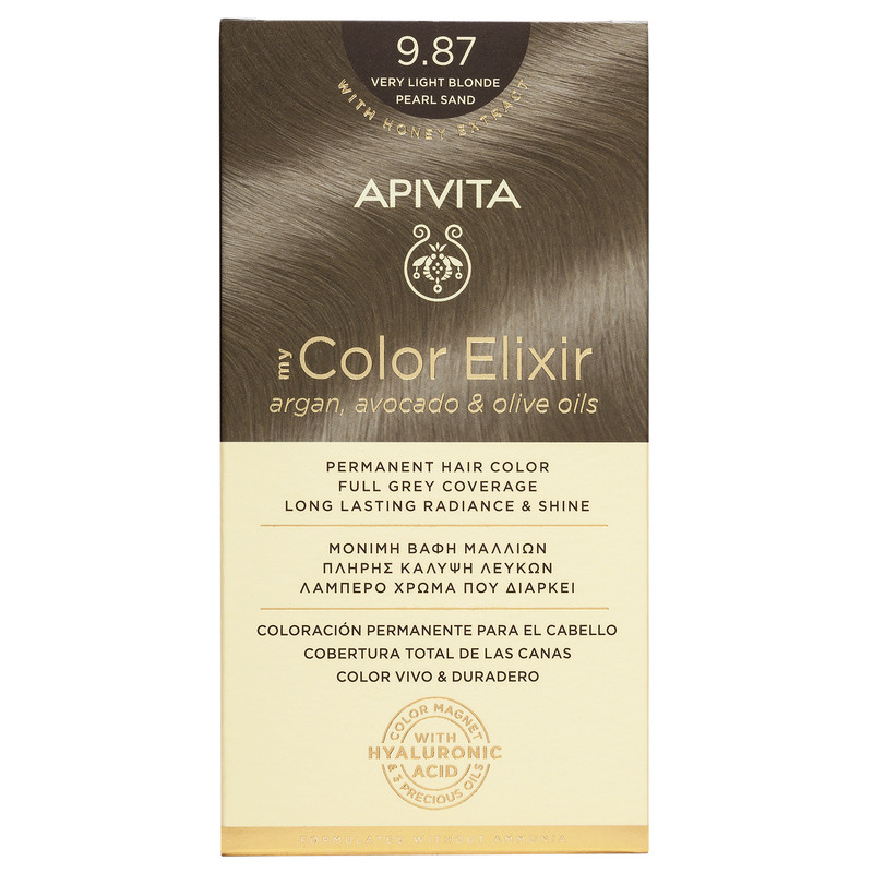 Vopsea de par My Color Elixir Very Light Blonde pearl Sand 9.87, 155 ml, Apivita