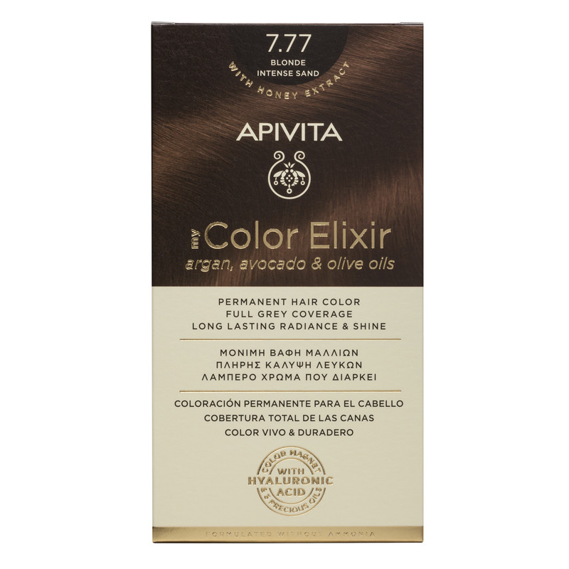 Vopsea de par My Color Elixir Blonde Intense Sand 7.77, 155 ml, Apivita