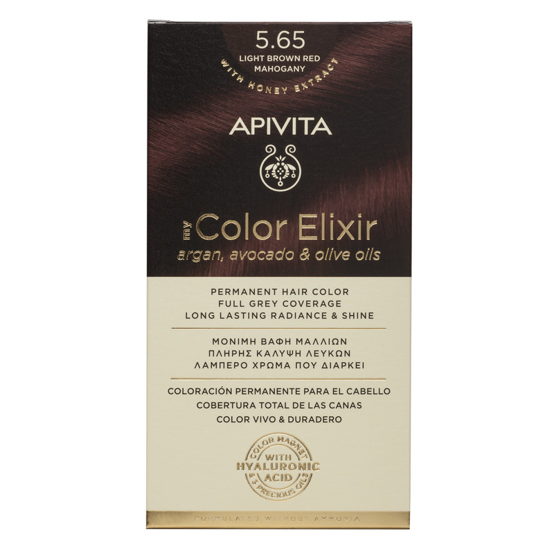 Vopsea de par My Color Elixir Light Brown Red Mahogany 5.65, 155 ml, Apivita