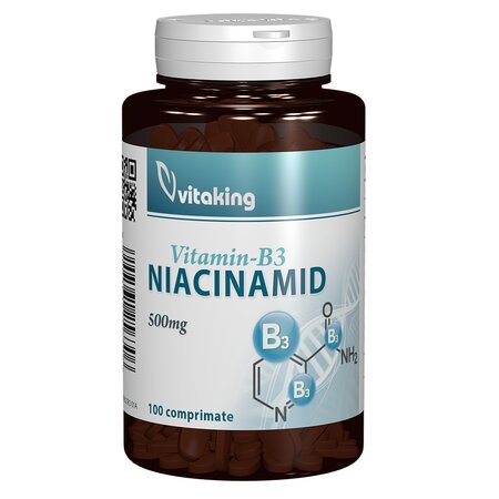 Vitamina B3 (niacinamida) 500mg, 100 comprimate, Vitaking