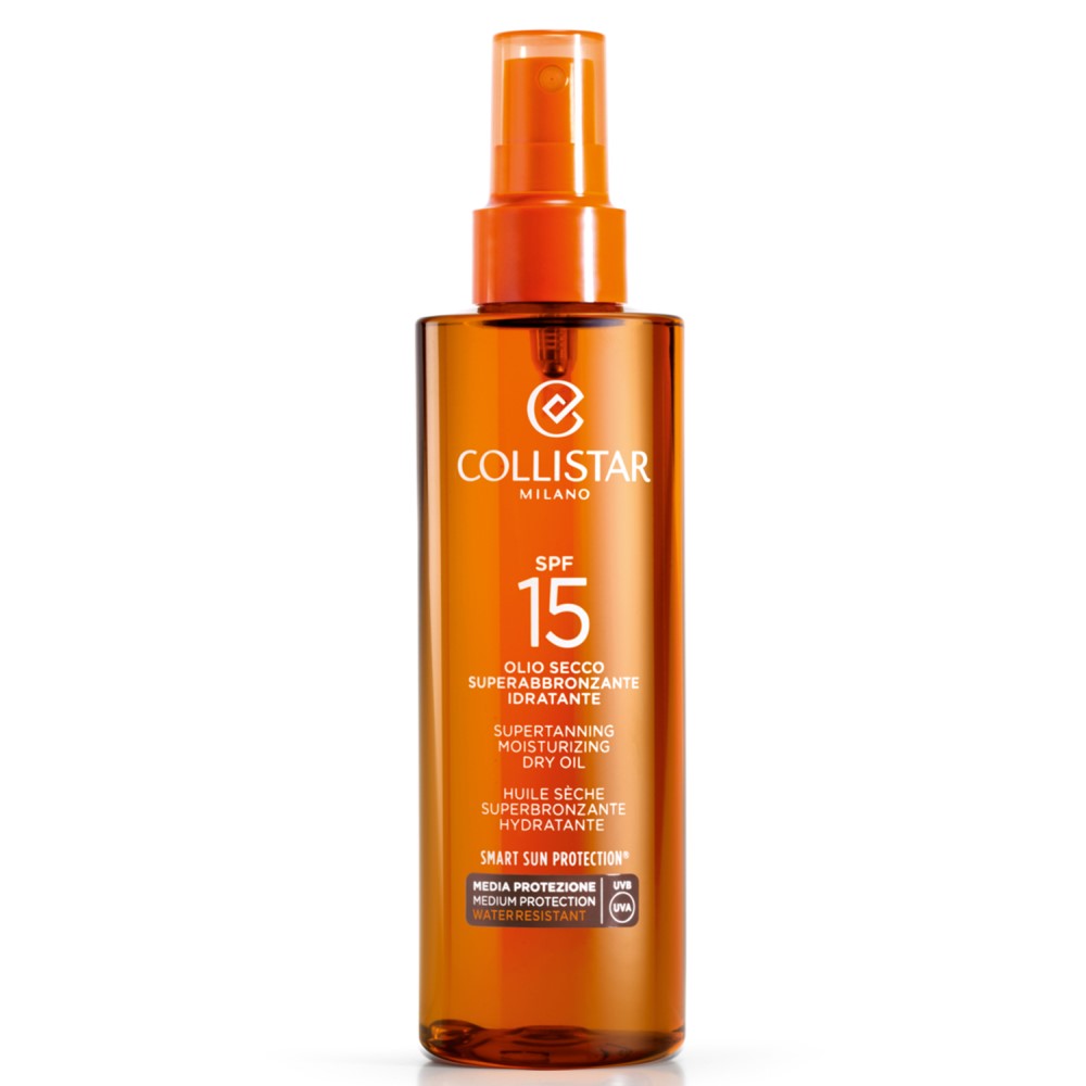 Ulei uscat pentru plaja Supertanning Moisturizing dry oil SPF15, 200 ml, Collistar