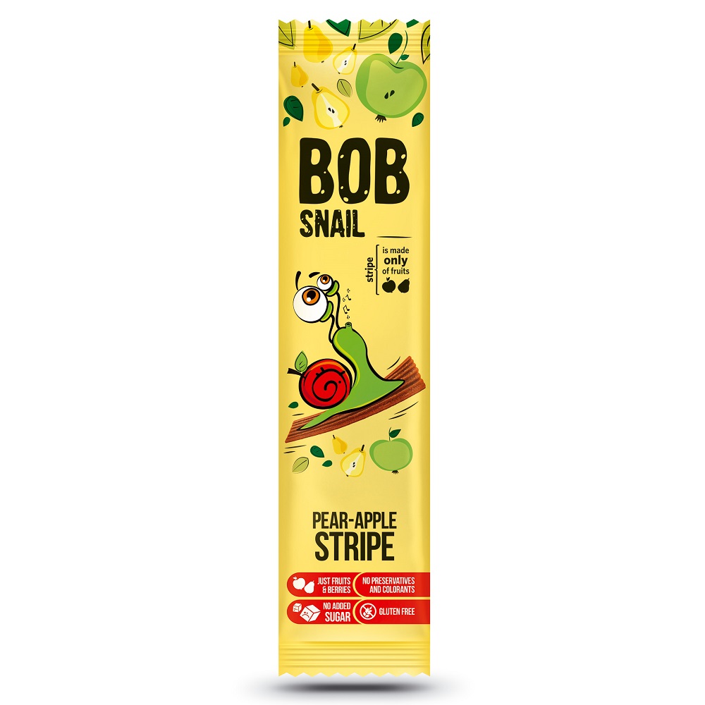 Felie naturala fara gluten din mere si pere, 14 g, Bob Snail