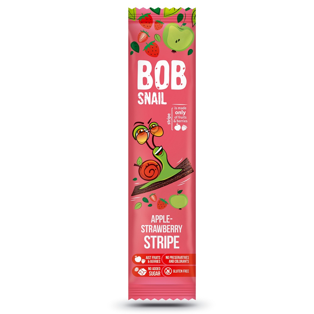 Felie naturala fara gluten din mere si capsuni, 14 g, Bob Snail