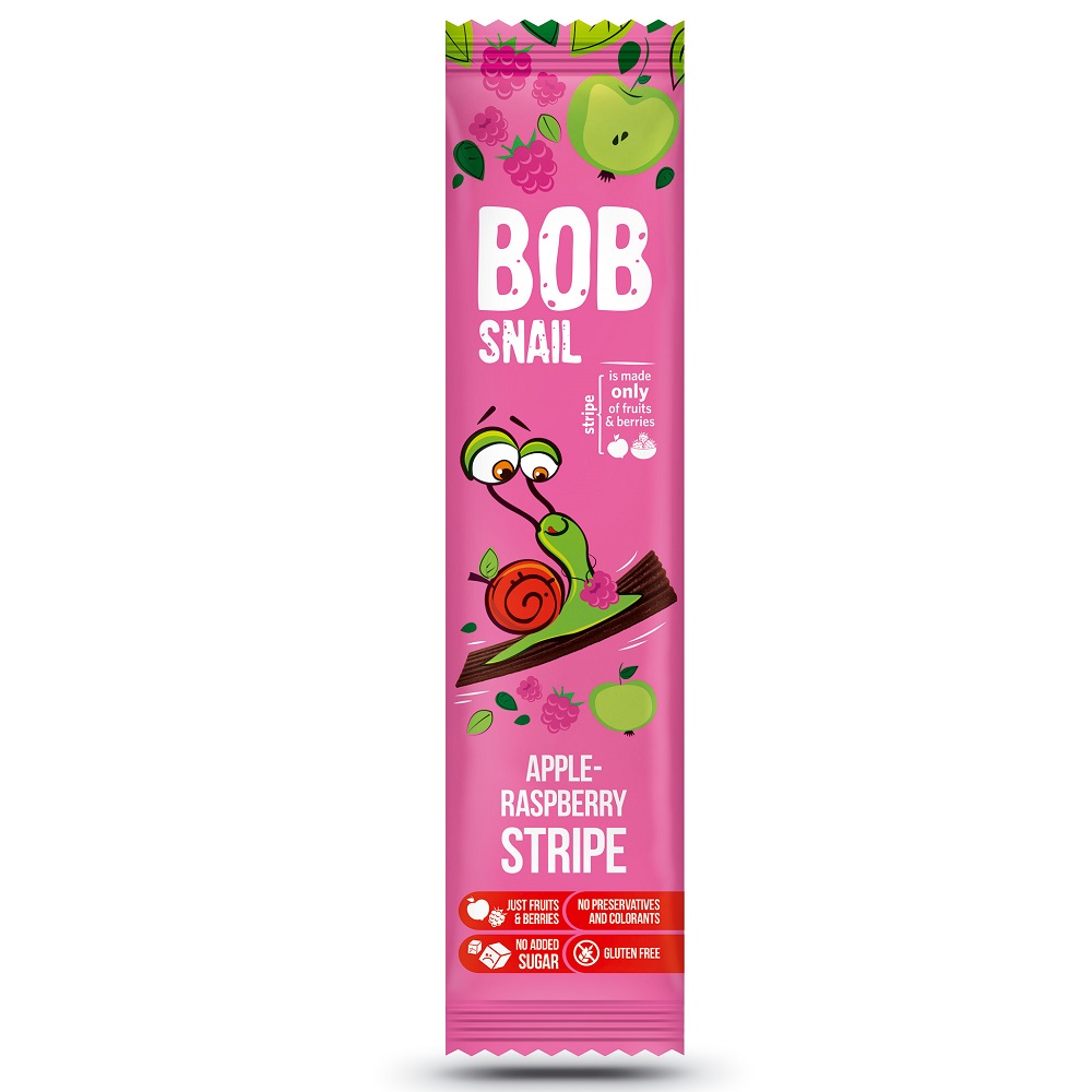 Felie naturala fara gluten din mere si zmeura, 14 g, Bob Snail