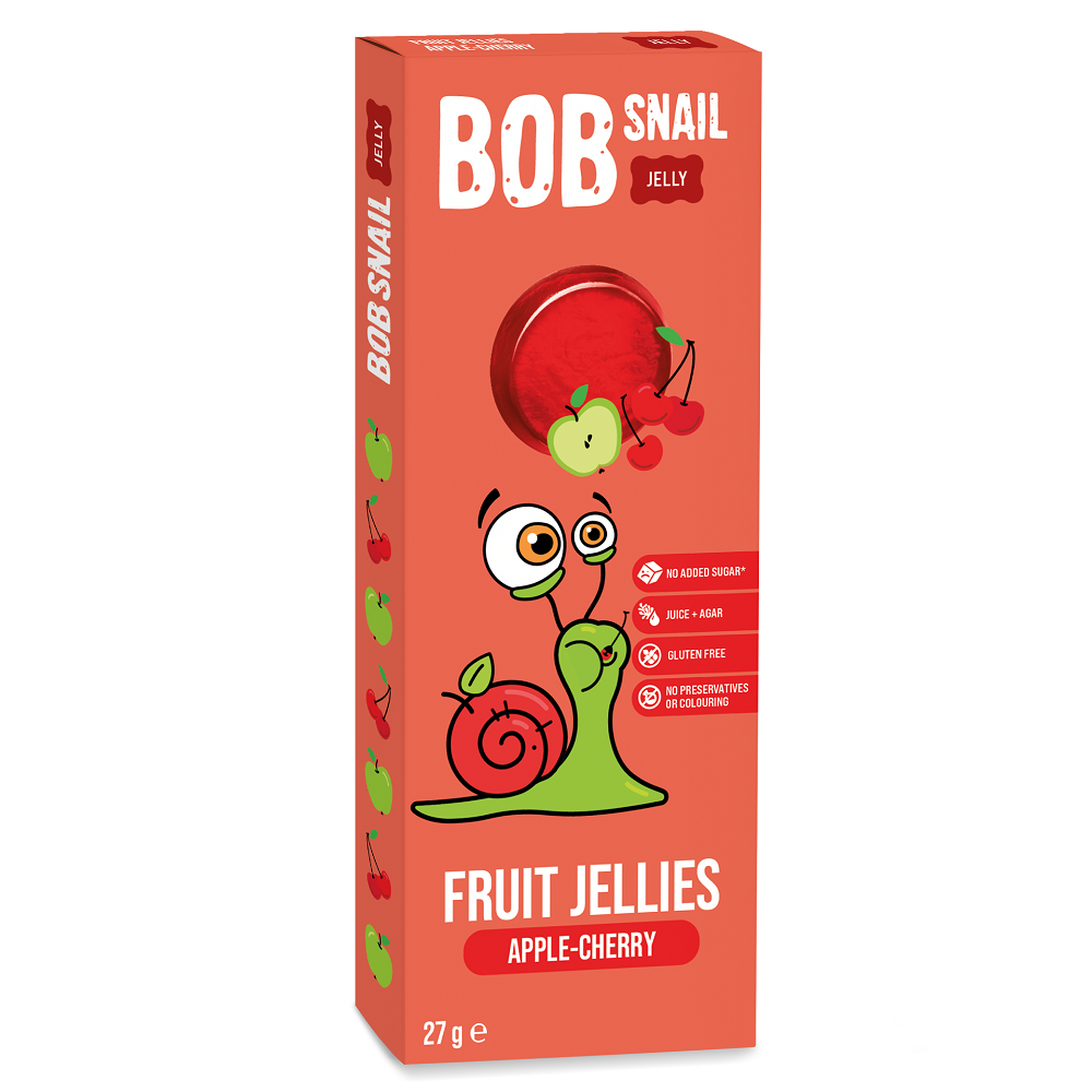 Jeleu natural fara gluten din mere si cirese, 27 g, Bob Snail