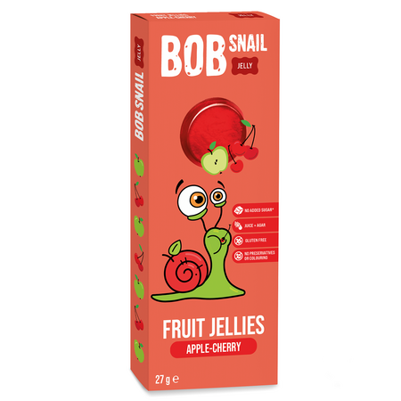 Jeleu natural fara gluten din mere si cirese, 27 g, Bob Snail