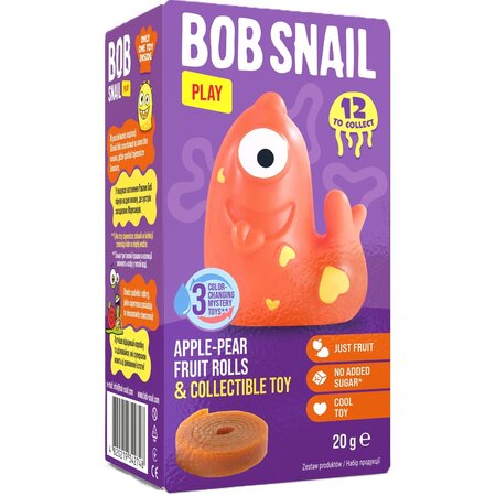 Rulou natural din fructe fara gluten 20 g + Jucarie Eat & Play, Bob Snail