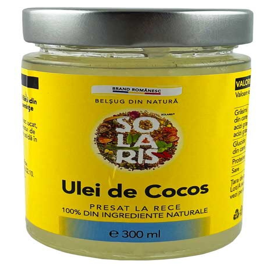 Ulei de cocos presat la rece, 300 ml, Solaris