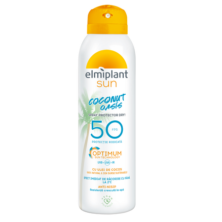 Lotiune spray pentru protectie solara Coconut Oasis, SPF 50, 150 ml, Elmiplant Sun