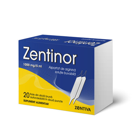 Aspartat de arginina Zentinor, 1000 mg/5 ml, 20 fiole buvabile, Zentiva 617558