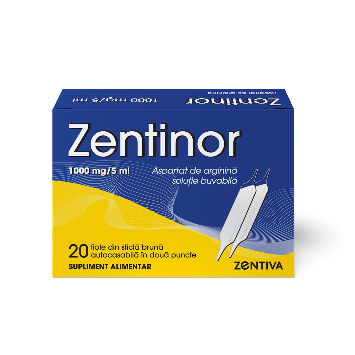 Aspartat de arginina Zentinor, 1000 mg/5 ml, 20 fiole buvabile, Zentiva