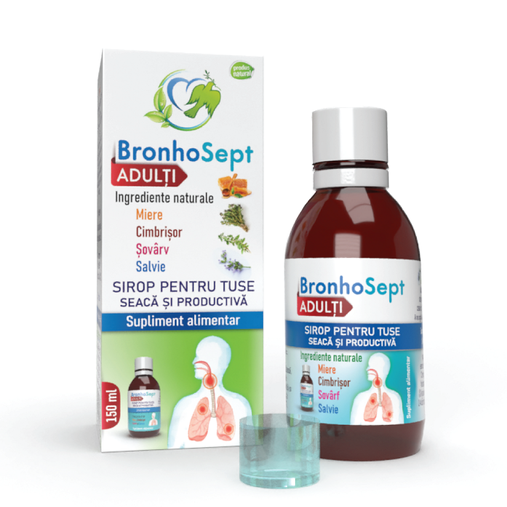 Sirop pentru tuse seaca si productiva BronhoSept Adulti, 150 ml, Justin Pharma