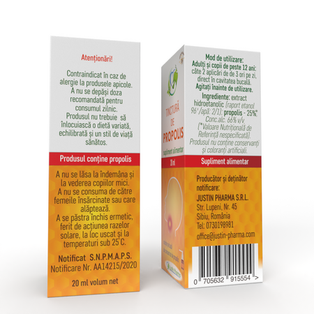 Tinctura de propolis, 20 ml, Justin Pharma 719998
