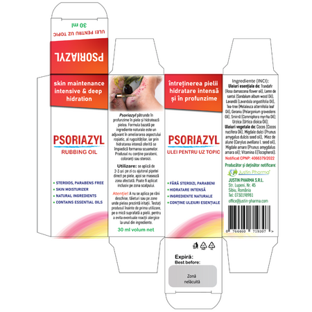 Ulei pentru uz topic Psoriazyl, 30 ml, Justin Pharma 727513