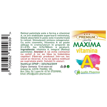 Vitamina A Maxima, 10 ml, Justin Pharma 722415