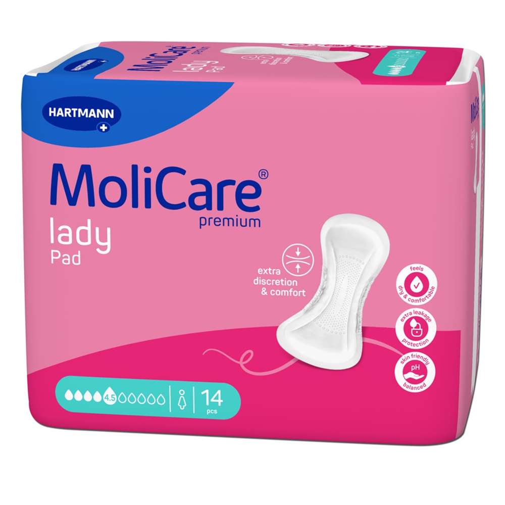 Tampoane pentru incontinenta usoara 4.5 picaturi Moli Care Lady Pad, 14 bucati, Hartmann