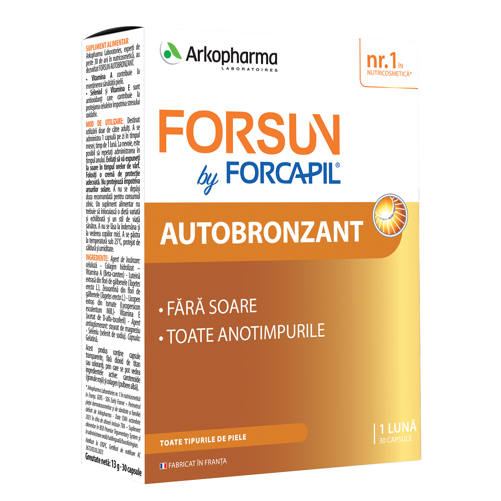 Forcapil Forsun Autobronzant, 30 capsule, Arkopharma